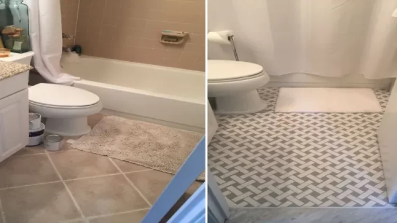 Revamp Your Bathroom on a Budget with a DIY Spray Painted Tile Transformation