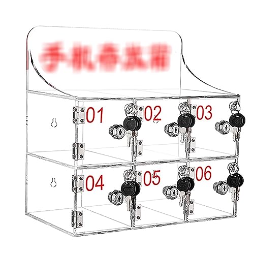 Cell Phone Locker 6/12 Transparent Acrylic Machine Safe Deposit Box Mobile Phone Storage Cabinet with Lock (Size : 6)
