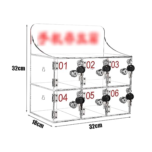 Cell Phone Locker 6/12 Transparent Acrylic Machine Safe Deposit Box Mobile Phone Storage Cabinet with Lock (Size : 6)