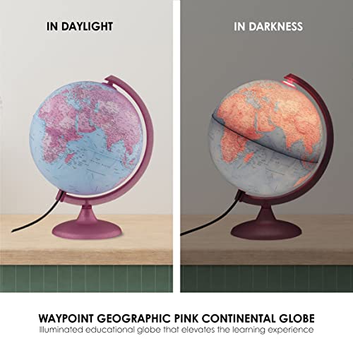 Waypoint Geographic Pink Acrylic Illuminated Globe with Stand