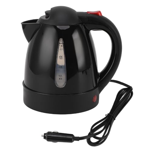 banapoy Car Kettles, Portable 1L 150W 12V Auto Shut Off hot Water Heater with Water Level Window Led Light Electric Kettle Pot for Hot Water Tea Coffee