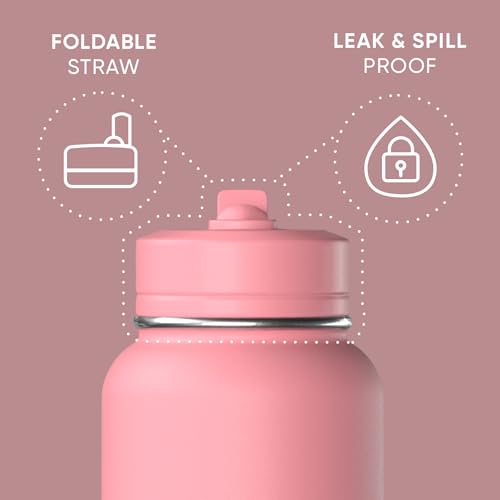 Hydrapeak 32oz Sport Insulated Water Bottle with Chug Lid, Leak & Spill Proof, Keeps Drinks Cold for 24 Hours, Hot for 12 Hours, Premium Stainless Steel Water Bottles (32oz, Neon Crush)