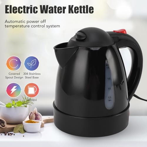 banapoy Car Kettles, Portable 1L 150W 12V Auto Shut Off hot Water Heater with Water Level Window Led Light Electric Kettle Pot for Hot Water Tea Coffee