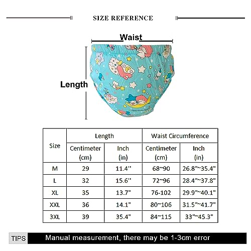 Can Be Reused Permanent Washable Adult Baby Potty Diaper Training Underwear ABDL Incontinence Waterproof Training Incontinence Booster Pads Pants 2 Packs (2 Blue, M)