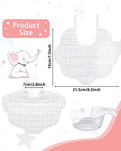 Yahenda 10 Pack Muslin Baby Bibs - White Bandana Drool Bibs, Absorbent Teething Cotton Cloths With Adjustable Straps for Unisex Newborn Infant Toddler