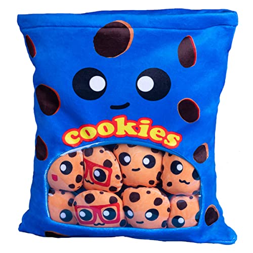 ARELUX Cute Cookie Plush Pudding Pillow:Snack Pillow Toys Bag Removable Stuffed Animal 8Pcs Sets Creative Plush,Soft Yummy Cookie Plushie Food Throw Pillow,Dolls Friends Family Member