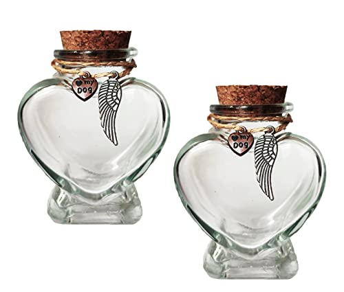 Fight Club 2 Set Memorial Bottle for Pet Hair,Pet Fur Memorial Fur Keepsake,Clear Dog Cat Keepsake Fur,Pet Memorial Urn Glass Bottles with Cork Stopper (Dog*2)