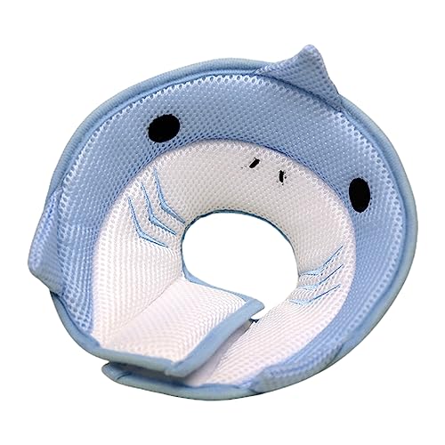 Cat Cone Collar, Cute Comfortable Cat Recovery Collar for Post-Surgery Wound Healing, Adjustable Pet Cone E-Collar Protective Collar for Cat Kitten Prevent from Licking Wounds Blue S