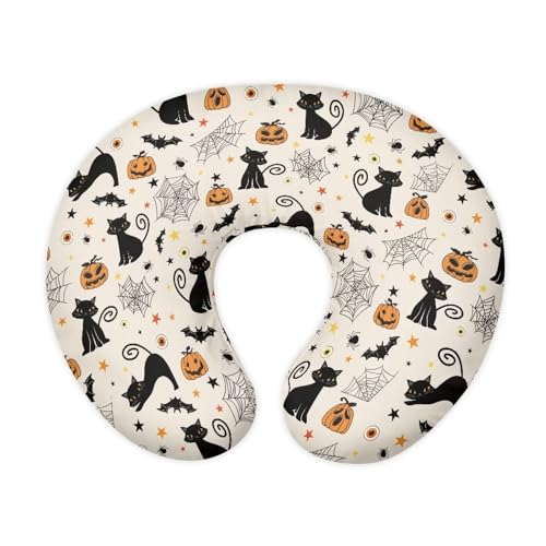 Panskyllis Cat Pumpkin Cobweb Nursing Pillow Detachable Newborn Original Breastfeeding Slipcover Case Removable Head Support Protector Cushion Essential with Hidden Zipper