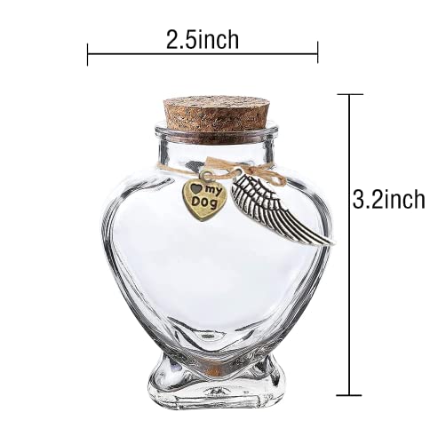 Fight Club 2 Set Memorial Bottle for Pet Hair,Pet Fur Memorial Fur Keepsake,Clear Dog Cat Keepsake Fur,Pet Memorial Urn Glass Bottles with Cork Stopper (Dog*2)