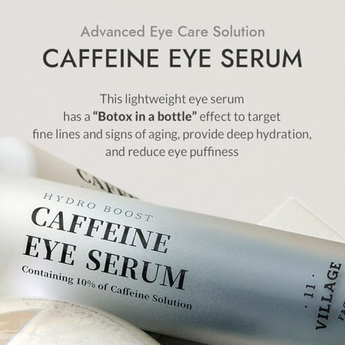 VILLAGE11FACTORY Hydro Boost Caffeine Eye Serum (0.33 fl.oz./10ml) With 10% Caffeine Solution Niacinamide & Hexapeptide