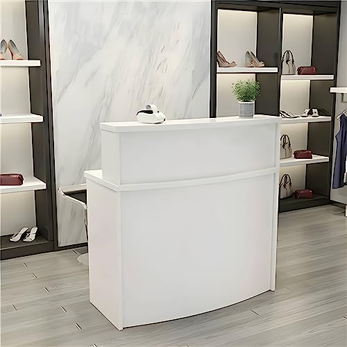 UGOS Mono White Modern Reception Desk w/Transaction Counter | Laminate Desktop | Multifunctional Standing Front Desk for Home, Office, Salon, Spas, and Lobby (40 inch)