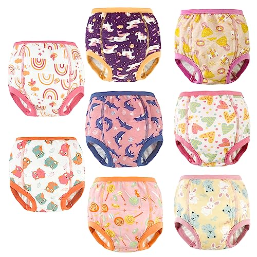 SMULPOOTI 8 Packs Reusable Toddler Training Underwear Girls for Potty Training and Strong Absorbent Potty Training Underwear for Girls 1t