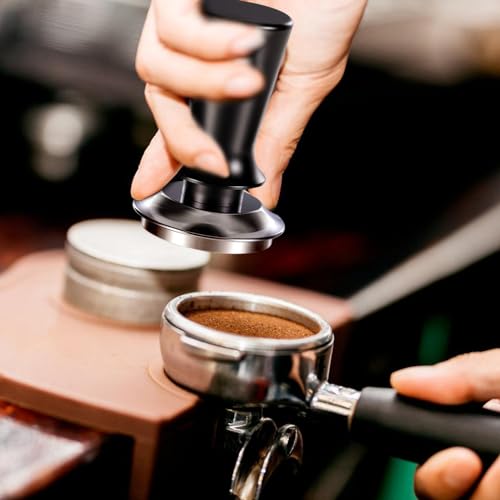Obsoorth 51mm Espresso Coffee Tamper 304 Stainless Steel Hand Tamper with 30 Lbs Spring-loaded Coffee Bean Press for Coffee Grounds Espresso Machines Accessory, Black