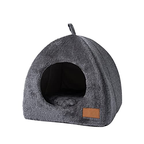 Cozy Pet Bed Warm Cave Nest Sleeping Bed Cat Houses for Indoor Cats with Removable Foam Cat Bed Puppy House for Catsand Small Dogs Gray (M)