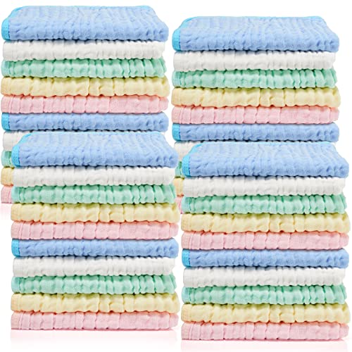 Tudomro 20 Pack Muslin Burp Cloths 20 x 10 Inch Absorbent Washcloths 6 Layers 5 Colors Baby Rags Towels Gentle Absorbent Soft Infant Essentials for Newborn and Toddlers Boys & Girls Milk Spit up Rags
