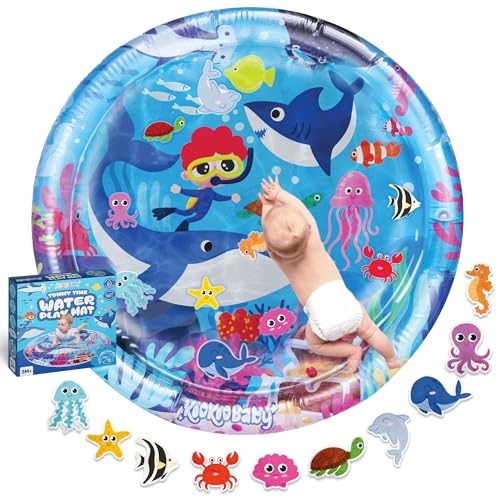 KooKooBaby Tummy Time Water Mat for Babies - Xtra Large Sensory Baby Water Mat for Tummy Time & Motor Development - Leak-Proof Water Pad, Durable Infant Water Play Mats for Baby Boys & Girls 3 Months+
