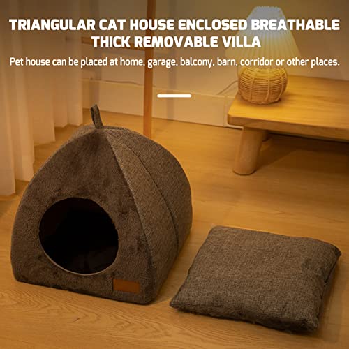Cozy Pet Bed Warm Cave Nest Sleeping Bed Cat Houses for Indoor Cats with Removable Foam Cat Bed Puppy House for Catsand Small Dogs Gray (M)