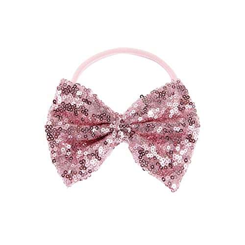 Song Qing Baby Infant Girls Hair Band Sequined Bow Headband Turban Knot Hair Headwear (Sequins Pink)