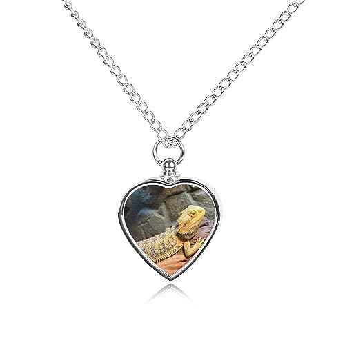 Bearded Dragon Personalized Ashes Necklace for Pet Heart-Shaped Keepsake Pendant One Size