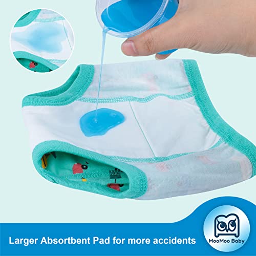 MooMoo Baby Training Underwear 4 Packs Absorbent Toddler Potty Training Pants for Boys and Girls-Cotton Animal Print 4T