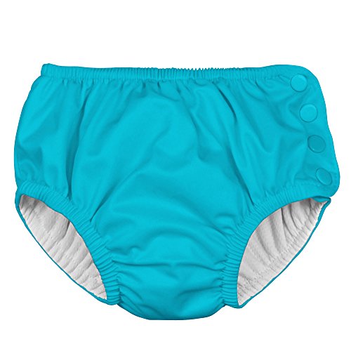 i Play 2 Pack Girls Reusable Baby Swim Diapers Swim Diapers Aqua Blue and White Zinnia 6 Months
