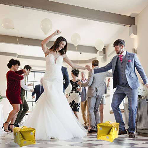 Gadpiparty 12 Pack Foil Dice Balloons: Square Metallic Cube Party Balloons - for Wedding, Birthday, Bachelorette & Anniversary Decorations