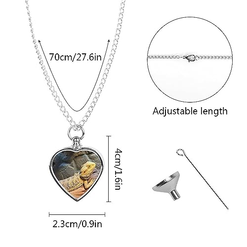 Bearded Dragon Personalized Ashes Necklace for Pet Heart-Shaped Keepsake Pendant One Size