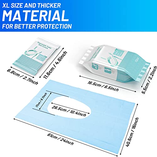 50 Pack Toilet Seat Covers Disposable - Waterproof 16x24 Inch Extra Large Individually Wrapped Toilet Seat Shields Travel Accessories for Adults Kids