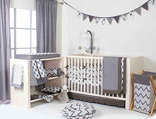 Bacati - Mix N Match Ikat Zigzag/Chevron Nursery Storage (Changing Table Storage Runner, Grey)