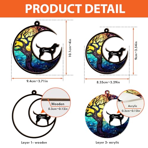 Macorner Personalized Gifts Suncatcher Ornament for Dog Lovers - Loss of Pet - Christmas Decor Memorial Gifts for Cat Mom Cat Dad Dog Mom Dog Dad Dog Lover Cat Lover