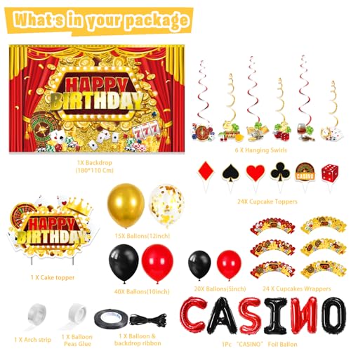 LXlucktim Casino Theme Birthday Party Decorations