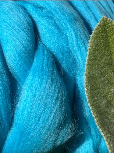 Teal Blue Wool Top Roving Fiber Spinning, Felting Crafts USA (8oz)
