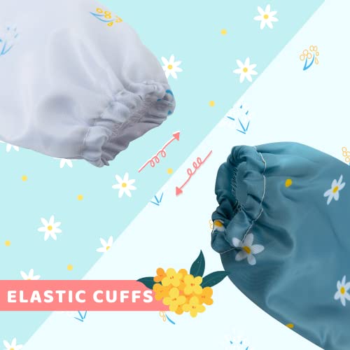 Little Dimsum Mess-Proof Baby Bibs|Infant Toddler Long Sleeve Waterproof Feeding Art Smock|Catching Food & Wipe Clean| Pack of 2 Colors Flower Sets