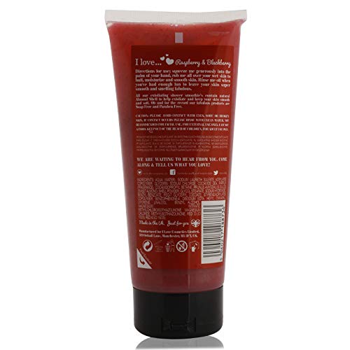 I Love Raspberry and Blackberry Exfoliating Shower Smoothie - Exfoliating Body Scrub and Body Wash - Cleanse and Soften Skin - Fruity Scent