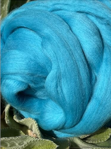 Teal Blue Wool Top Roving Fiber Spinning, Felting Crafts USA (8oz)
