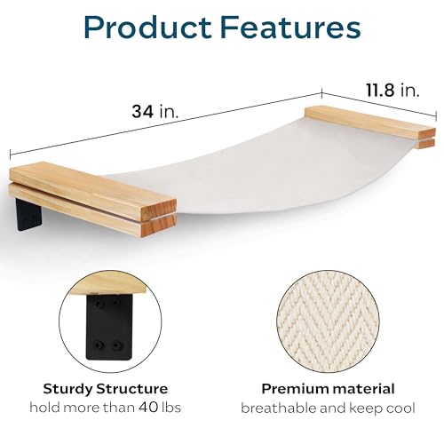 SANDPEAK Cat Wall Hammock | Cat Shelves for Wall | Bridge, Shelf and Perches | Modern Wall Furniture for Indoor Cats | Mounted Hammock Bed for Sleeping, Playing, and Lounging.