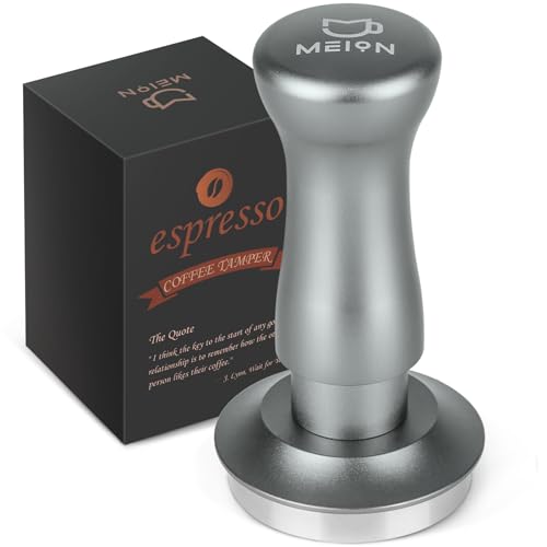 MEION Espresso Tamper 58.5mm Coffee Tamper, Calibrated Dual Spring Loaded Barista Tamper with Stainless Steel Base, Comes with aluminum storage pad (58.5MM, Silver)