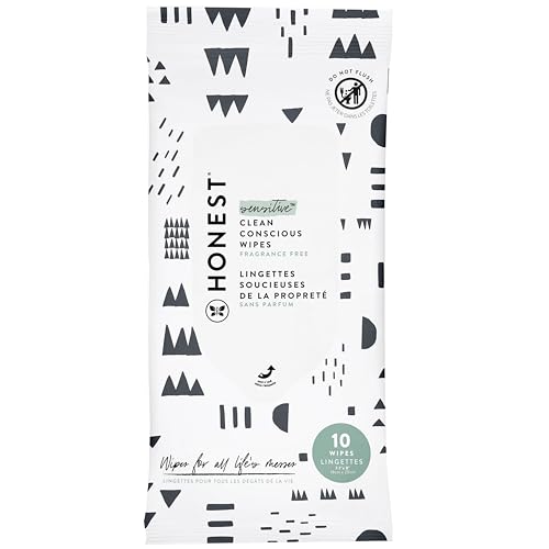 The Honest Company Clean Conscious Multi-Use Wipes | Hypoallergenic + Unscented for Sensitive Skin | Over 99% Water, Compostable, Plant Based, Baby Wipes | Pattern Play