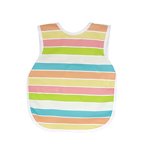BapronBaby Rainbow Stripes Bapron - No Neck Tie Safer Bib for Baby & Toddler - Soft Waterproof Stain Resistant - Machine Washable - Sz Preschool 3