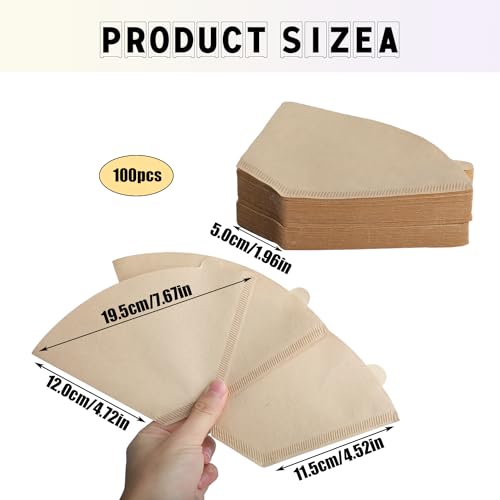 100 Pcs #4 Cone Coffee Filter, Disposable Natural Paper Filters 8