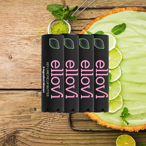 Ellovi Natural Lip Butter Lip Balm - Key Lime - Pure Enough to Eat - Made With Just 6 Vegan Ingredients - Moisturizing Lip Care for All Day Hydration (4-Pack)