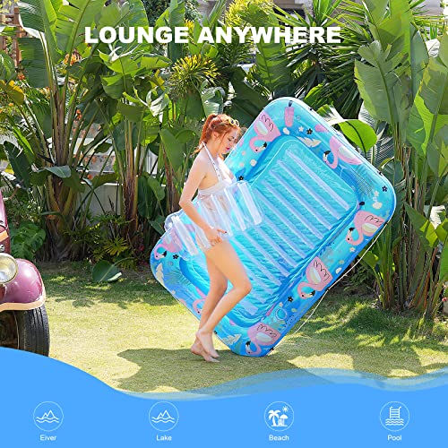 NOCCUR Inflatable Tanning Pool for Adults -Inflatable Tanning Pool - Pool Floats Adult Size-Pool Floats Lounger with Comfort Pillow-Suntan Tub-Tanning Pool Raft Tub for Swimming