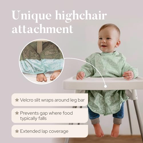Bibbrella Premium Baby Led Weaning Bib - Full Coverage with Lap Protection - Water-Resistant Long Sleeve Smock - Mess-Proof Feeding for Infants & Toddlers 6
