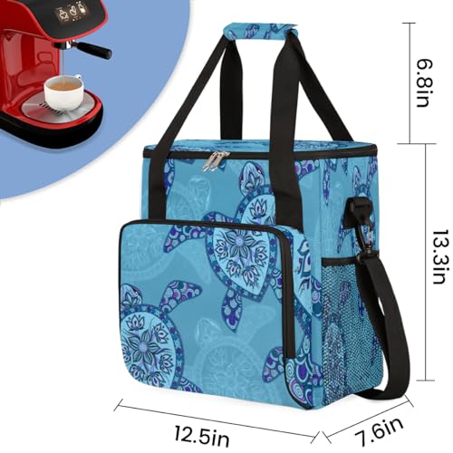 Turtle Pattern Art Coffee Maker Carrying Bag for Keurig K-Mini or K-Mini Plus Storage Portable Coffee Maker Travel Bag