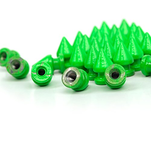 RUBYCA 12MM 100 Sets Metal Tree Spikes and Studs Metallic Screw-Back for DIY Punk Leather-Craft Green