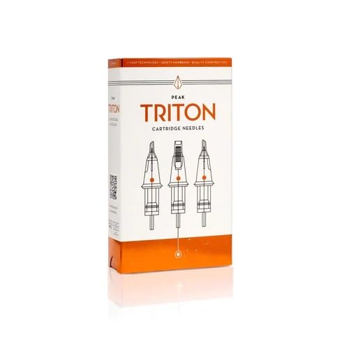 Peak Triton Cartridge Needles #08 (0.25mm) 3 Bugpin Round Liner Long Taper (5.5mm), Professional Premium Tattooing Supplies, Box 0f 20