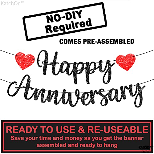 KatchOn Glitter Black Anniversary Banner - No DIY