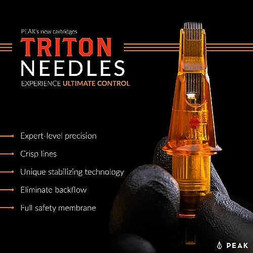 Peak Triton Cartridge Needles #08 (0.25mm) 3 Bugpin Round Liner Long Taper (5.5mm), Professional Premium Tattooing Supplies, Box 0f 20