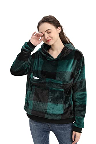 LINYUCHEN Cat Pouch Hoodie Large Pet Pouch Sweatshirt Puppy Kitten Holder Carrier Pullover Tops for Women Green